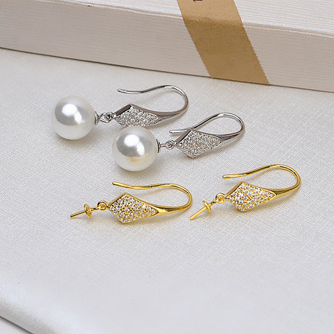 Earrings 925 Sterling Silver Accessories (Pearls Not Included)
