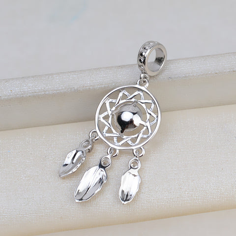 Dreamcatcher Pendant 925 Sterling Silver Pearl Accessories 8-9mm (Pearls Not Included)