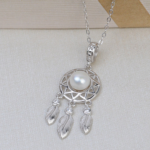 Dreamcatcher Pendant 925 Sterling Silver Pearl Accessories 8-9mm (Pearls Not Included)