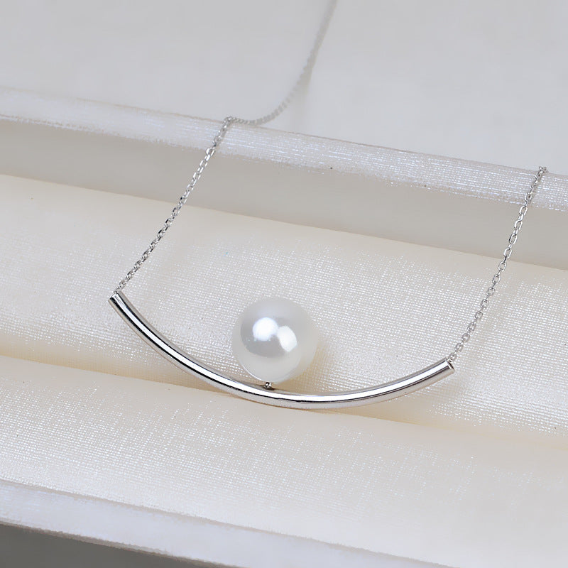 Balance Beam Pendant Necklace 925 Sterling Silver Accessories 44cm (Pearls Not Included)