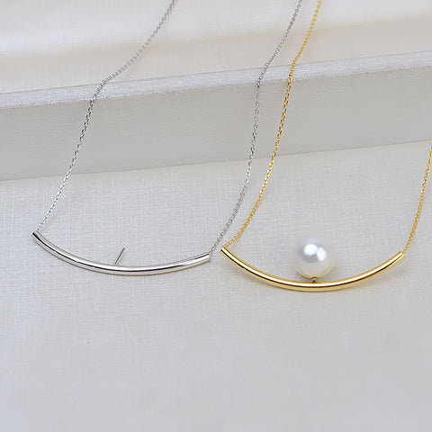 Balance Beam Pendant Necklace 925 Sterling Silver Accessories 44cm (Pearls Not Included)