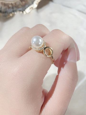 Circles Ring 925 Sterling Silver Accessories 8mm (Pearls Not Included)