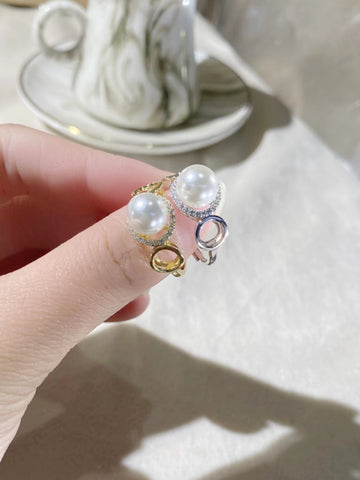 Circles Ring 925 Sterling Silver Accessories 8mm (Pearls Not Included)