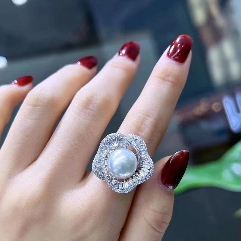 Flower Ring 925 Sterling Silver Accessories 12mm (Pearls Not Included)