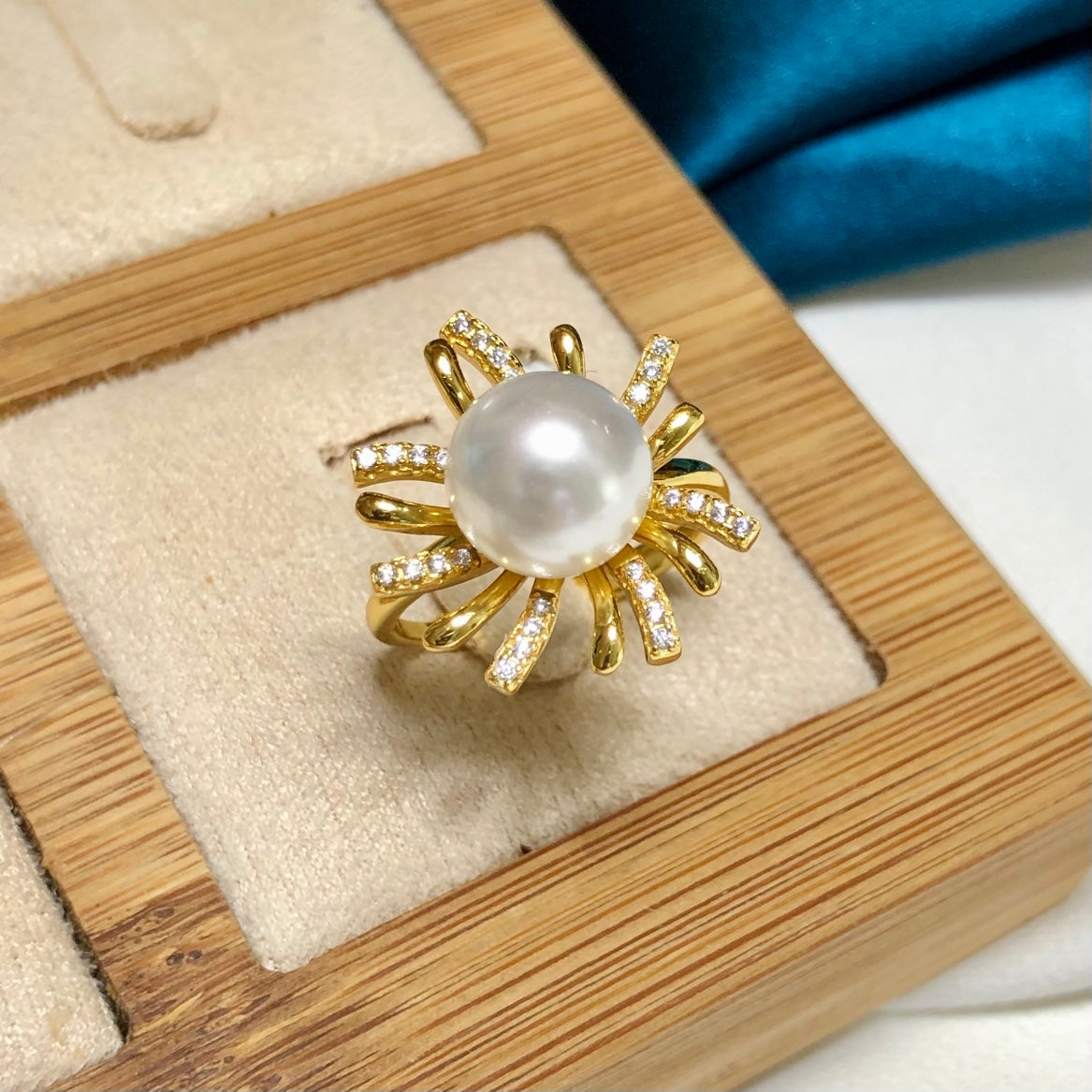 Blooming Flowers Ring 925 Sterling Silver Accessories 10mm (Pearls Not Included)