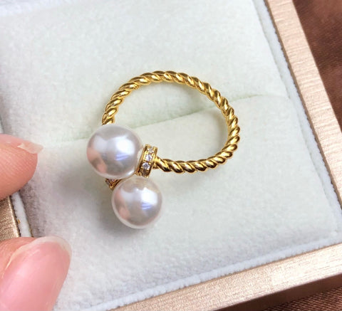 Twist Ring 925 Sterling Silver Accessories 8mm (Pearls Not Included)