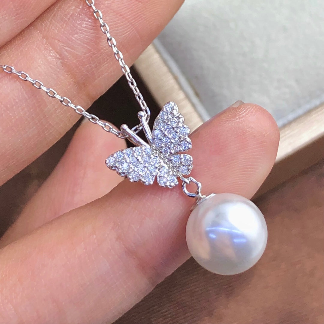 Butterfly Pendant 925 Sterling Silver Accessories 10mm (Pearls Not Included)