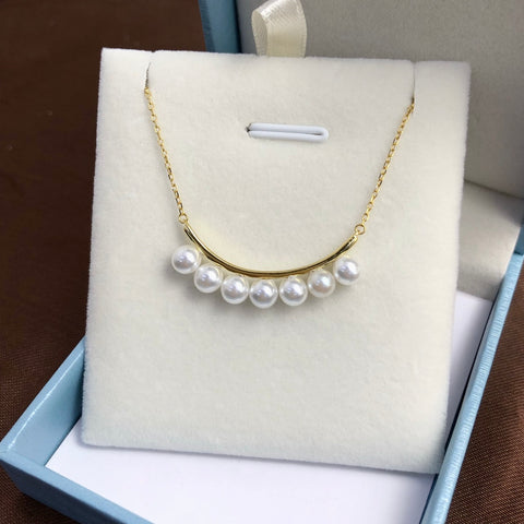 Curve Necklace 925 Sterling Silver Accessories 5mm(Pearls Not Included)