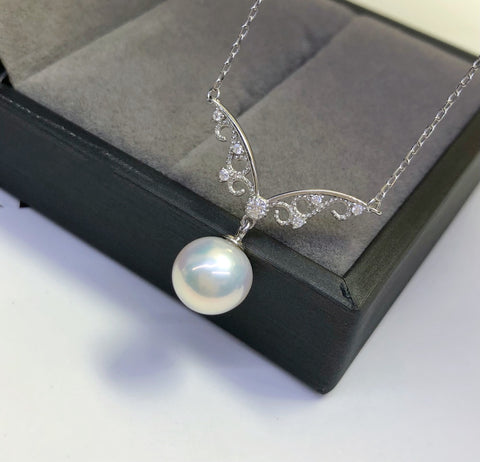 Butterfly Wings Necklace 925 Sterling Silver Accessories 8mm(Pearls Not Included)