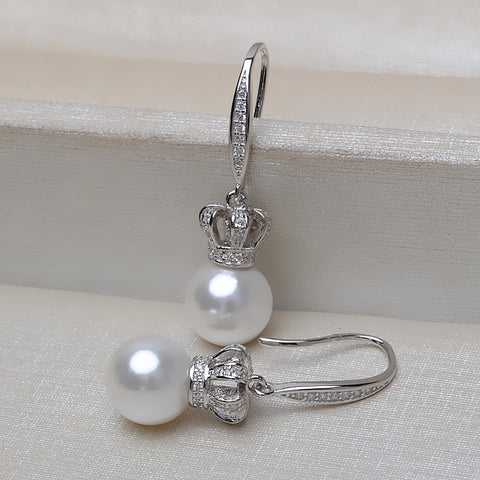 Crown Earrings 925 Sterling Silver Accessories 8-13mm (Pearls Not Included)