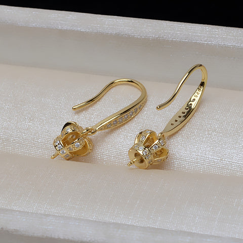 Crown Earrings 925 Sterling Silver Accessories 8-13mm (Pearls Not Included)