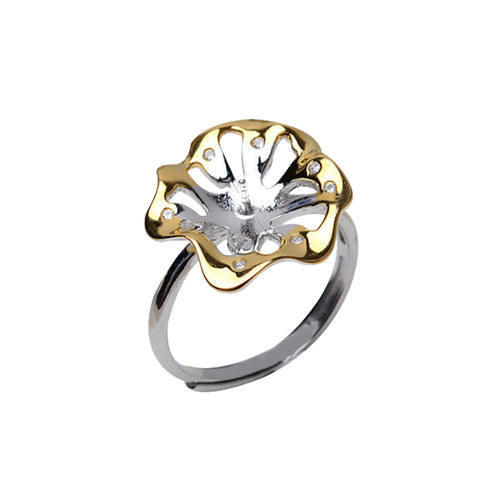Flower Rings 925 Sterling Silver Accessories 7-9mm (Pearls Not Included)