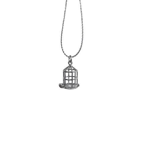 Fashion Simple Pendant Necklace Birdcage Hollowed Out Pearl Cage S925 Silver（Not including the pearls）
