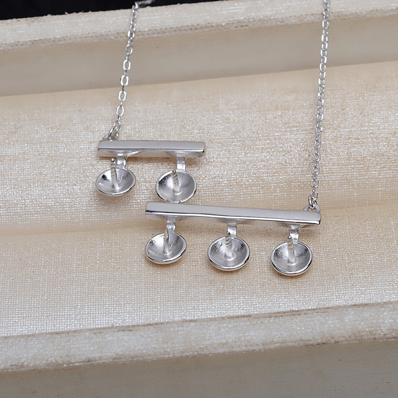 Balance Beam Pendant Necklace 925 Sterling Silver Accessories 45cm/7-8mm (Pearls Not Included)