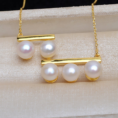Balance Beam Pendant Necklace 925 Sterling Silver Accessories 45cm/7-8mm (Pearls Not Included)