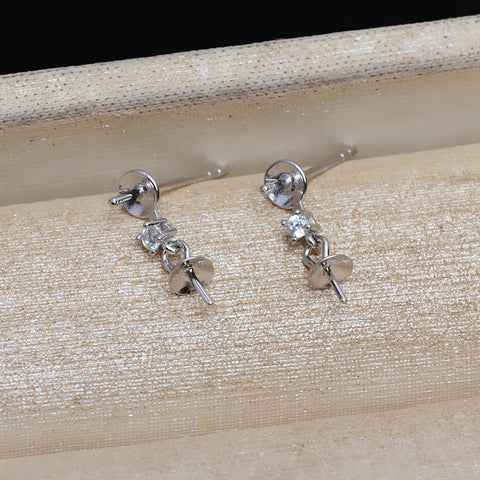 Double Pearl 925 Sterling Silver Earring Accessories (Pearls Not Included)