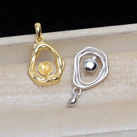 925 Sterling Silver Pearl Pendant Accessories 7-8mm (Pearls Not Included)