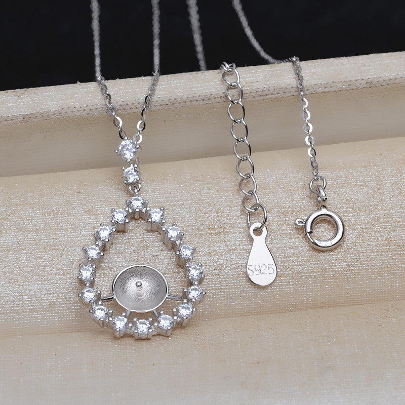 Drop Shape Pearl Necklace 925 Sterling Silver Accessories 45cm (Pearls Not Included)