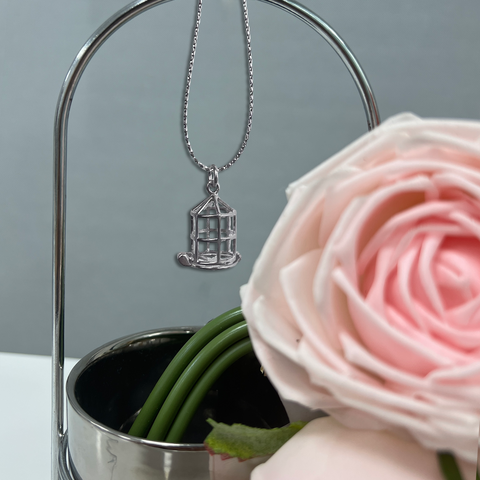 Fashion Simple Pendant Necklace Birdcage Hollowed Out Pearl Cage S925 Silver（Not including the pearls）
